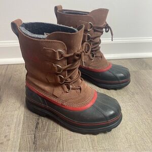 Sorel Brown Suede Rubber Sudbury Snow Winter Boot Waterproof Rubber Lace Up Sz 7